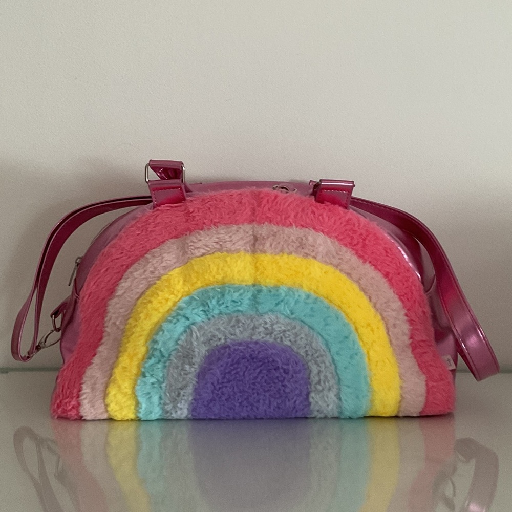 Rainbow Faux Fur duffle bag